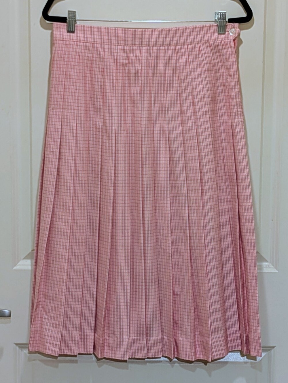 EUC 90s Aljean 14 Pink and White Glen Plaid Pleated Vintage Kilt